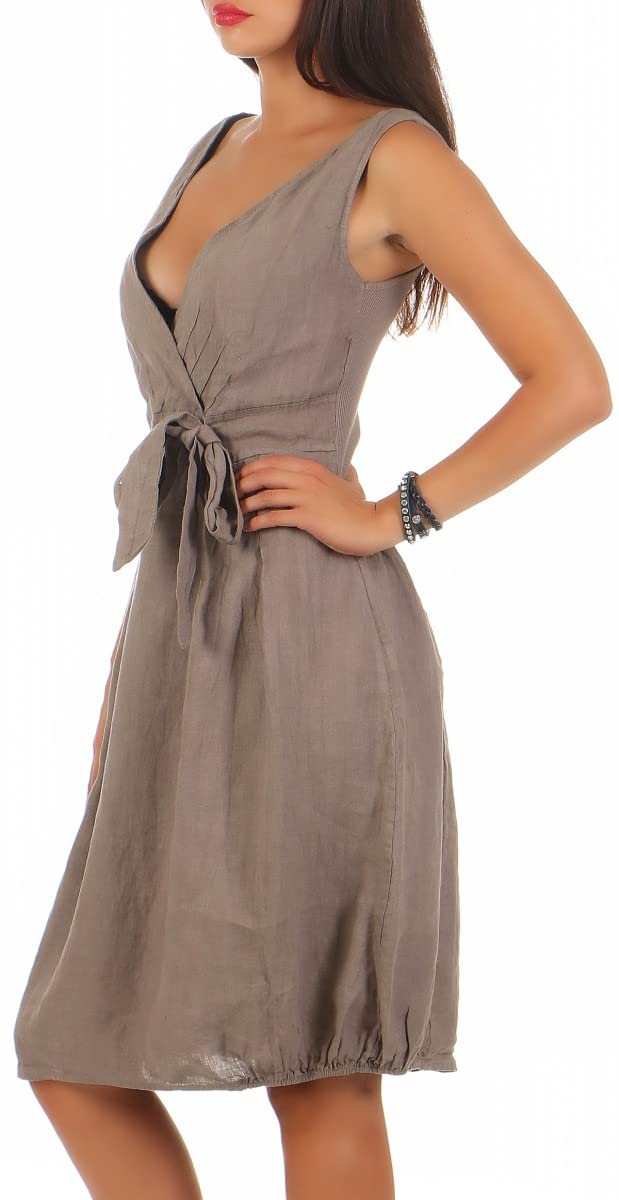 Malito Abito di Lino Leggero Abito Estivi 8147 Donna