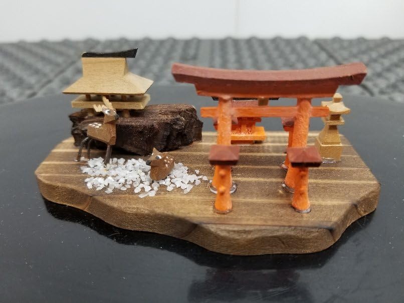 Amazon | 昭和郷土玩具厳島神社鳥居ミニチュア木彫置物民芸品