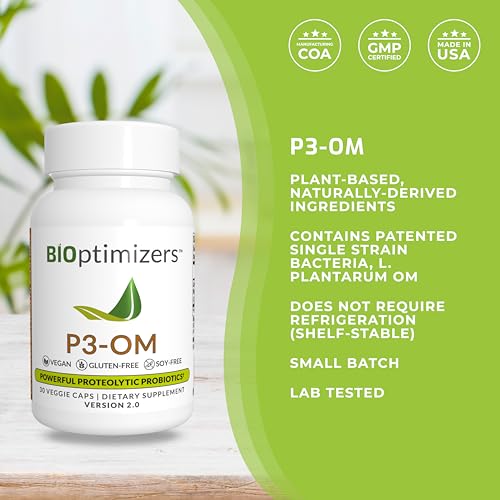 Bioptimizers P3-OM PARENT P3-Om Proteolytic Prebiotics & Probiotics Supplement – Lactobacillus Plantarum thumb #1