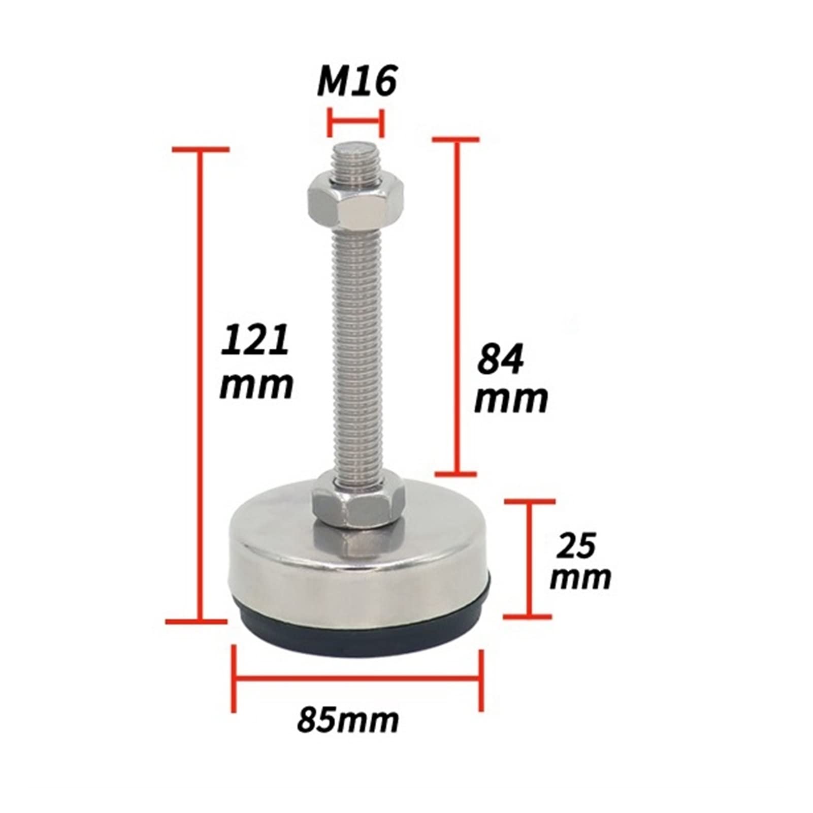 6 piedini di livellamento for carichi pesanti, supporti for mobili regolabili con base in gomma for macchinari da banco(65*M14*100mm)