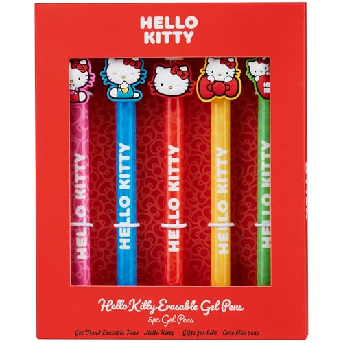Get Trend Hello Kitty Stylos Effaçables Gel Lot Stylo Bille de 5 Fournitures Scolaires Papeterie Kawaii Encre Bleue Cadeau Fille (Hello Kitty)