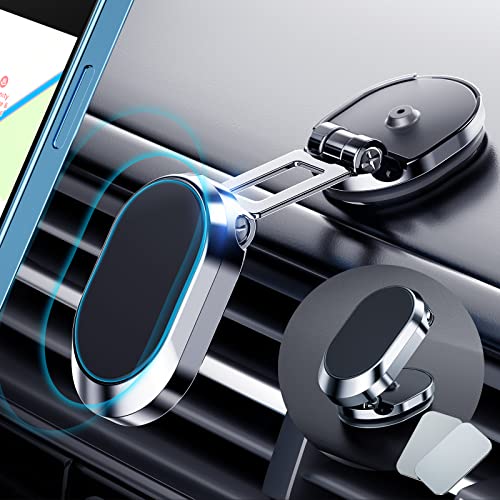 【Upgrade Foldable】Magnetic Phone Mount Multi-Functional 360°Rotation phone magnet Dashboard Phone Holder Magnetic Car Mount for iPhone, Samsung, LG All Smartphones