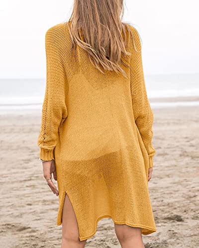 Image of Misassy Womens Open Front Knit Sheer Cardigans Summer Boho Lightweight Long Sleeve Kimono Long Sweater