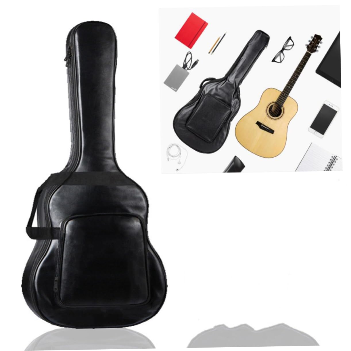 SUPVOX 41 Inch Acoustic Guitar Bag Black Bag Double Shoulder Straps Guitar Case Hardshell Oxford Fabric Water Resistant Easy to Carry Stringed Instruments Package