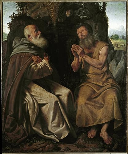 Cuadro San Antonio Abbé Girolamo Savoldo lienzo decorativo de salón 60x90cm