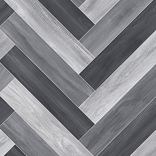 Grey Wood Effect Slip Resistant Vinyl Flooring Roll For Living Room, Dining Room, Kitchen, 2.3mm Thick Cushion Backed Vinyl Sheet, Waterproof Lino Flooring-2m(6 ' 7") X 1m(3 ' 3")-2m²