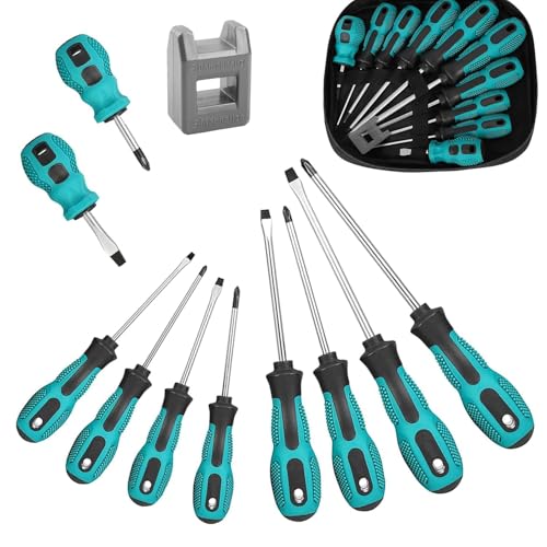 10 Piezas Juego de Destornilladores Magnéticos Profesionales, Destornillador Plano, Estrella, Precision Screwdriver Set con Caja de Almacenamiento