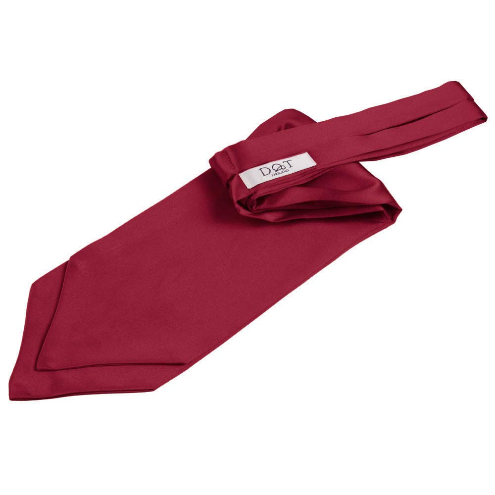 DQT Mens Plain Satin Self-Tie Ascot Cravat – Wedding Groom Formal Suit - Burgundy
