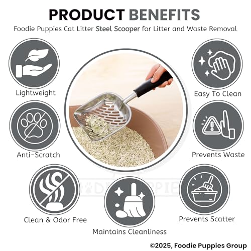 Image of Foodie Puppies Cat Litter Poop Steel Scooper | Easy to Scoop, Comfortable Grip Handle | Scoop Cum Shovel Suitable for Cats, and Kittens, Cleaning Tool for Cat Sand and Waste Removal
