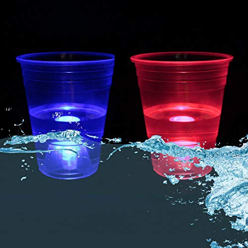 Six Senses Media The Dark Beer Pong Set,Beer Pong Party Cup Set, LED Beer Pong Cups and LED Flash Balls, 22 Set(11 Red&11 Blue), Waterproof, Large Capacity Battery