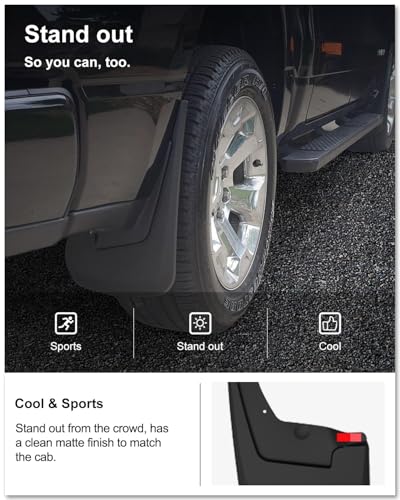 Image of Kiwi Master Mud Flaps for 2019-2024 Dodge Ram 1500 (Without OEM Fender Flares, Not Fits Classic or TRX), Heavy Duty Front & Rear Mud Guards, No Drill, 4 Pcs Set