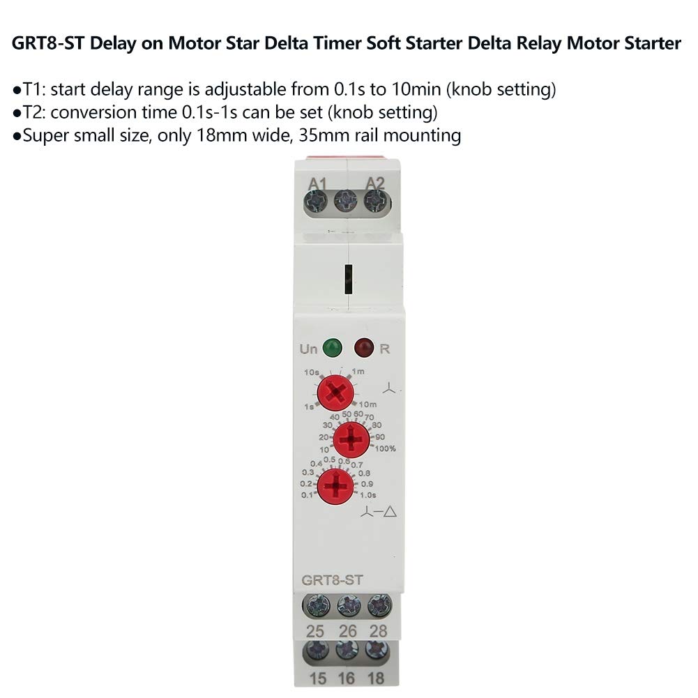 DEWIN Zeitrelais, GRT8-ST AC/DC12V~240V Relais Verzögerung am Motor Stern-Dreieck-Timer Softstarter Dreieck-Relais Motorstarter