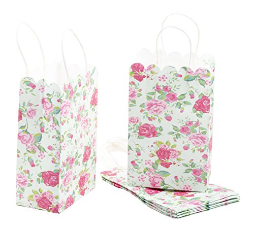 Paper Gift Bag - 24-Pack Vintage Floral Party Favor Bags, Paper Treat Bags