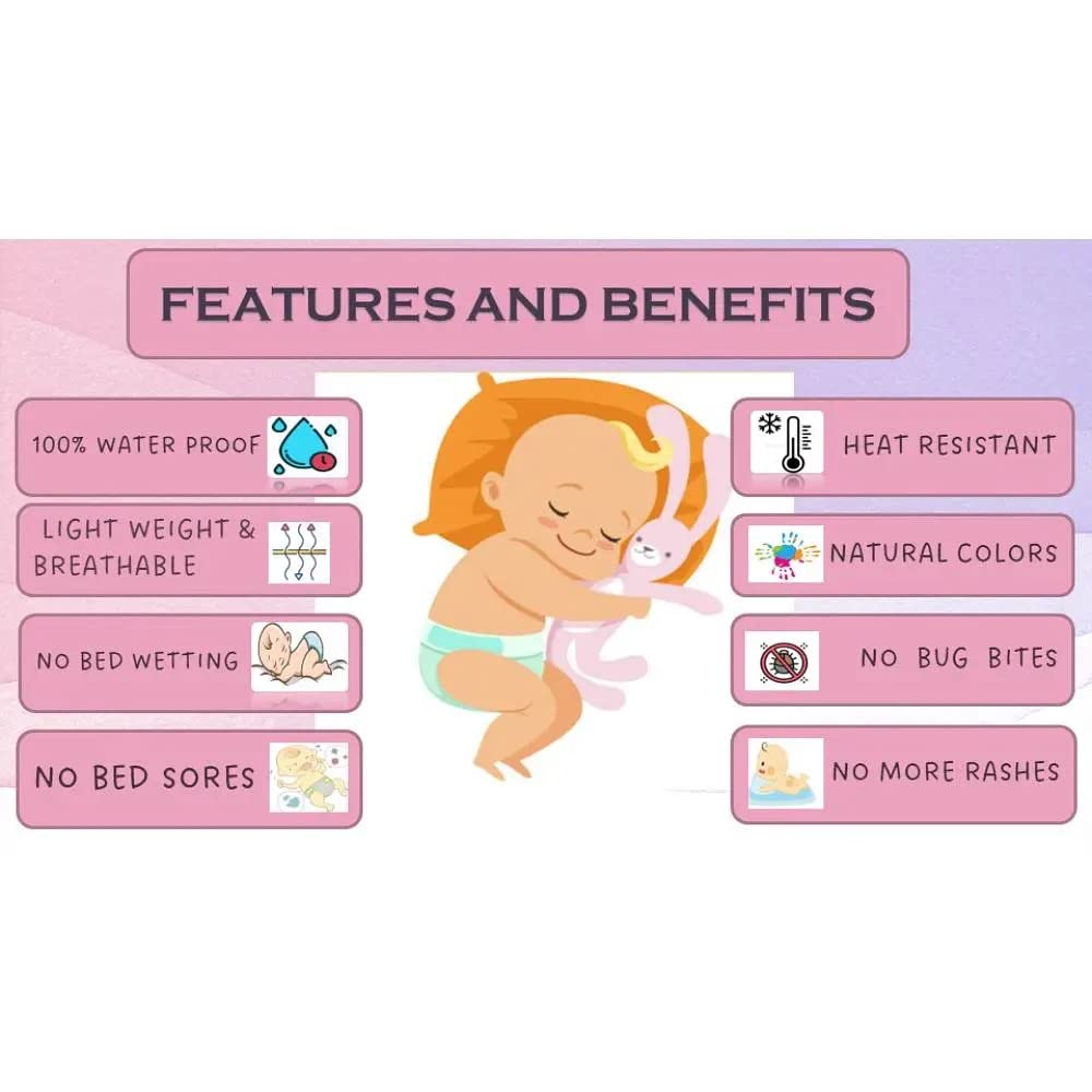 Wakefit Dry Sheet for New Born Baby | Waterproof Sheet for Toddler | Anti-Piling Fleece Extra Absorbent Quick Dry Sheet | Infant Bed Protector | Large (140x100 cms) | Magenta - Set of 1 - Image 4 thumbnail