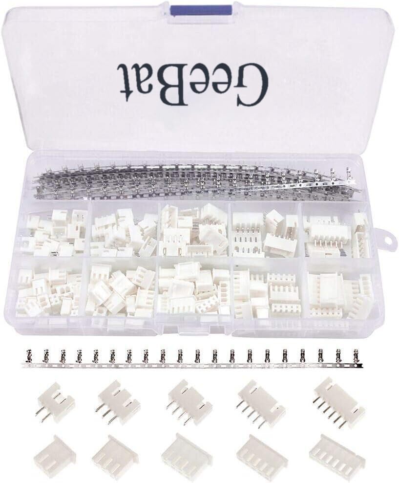 GeeBat 460pcs 2.54mm JST-XH Connector Kit with 2.54mm Female Pin Header and 2/3 / 4/5 / 6 Pin Housing Connector Adapter Plug (JST Connector Kit)