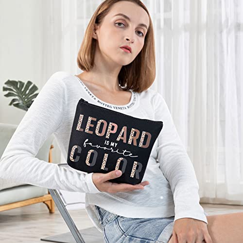 BWWKTOP Leopard Lovers Cosmetic Makeup Bag - Zipper Pouch, Leopard Fans Gifts, My Favorite Color Merchandise3