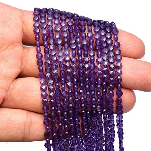 AAA + rzadki ametyst kamień szlachetny 4 mm fasetowane koraliki Briolette | 30 cm | Afrykański ametyst, półprecyzyjne kamienie szlachetne, fantazyjne perły w opakowaniu 5 sztuk, ma?y, materiał,