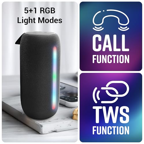 ZEBRONICS Sonic POD 20, Portable Bluetooth Speaker, 10 Watts, Upto 15 Hours Playback, RGB LED, Call Function, Fabric Finish with Carry Loop, BTv5.3... - Image 5