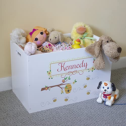 My Bambino Girl's Personalized White Toy Box with no lid
