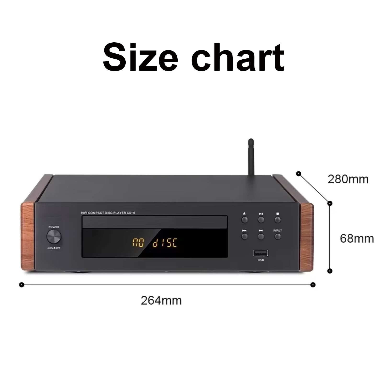 Lettore CD Hi-Fi lossless | Uscita ottica/coassiale, DAC 24 bit/96 kHz, chip ATS2853, supporta CD/MP3/WMA/USB, include telecomando, uscita audio digitale,Natural
