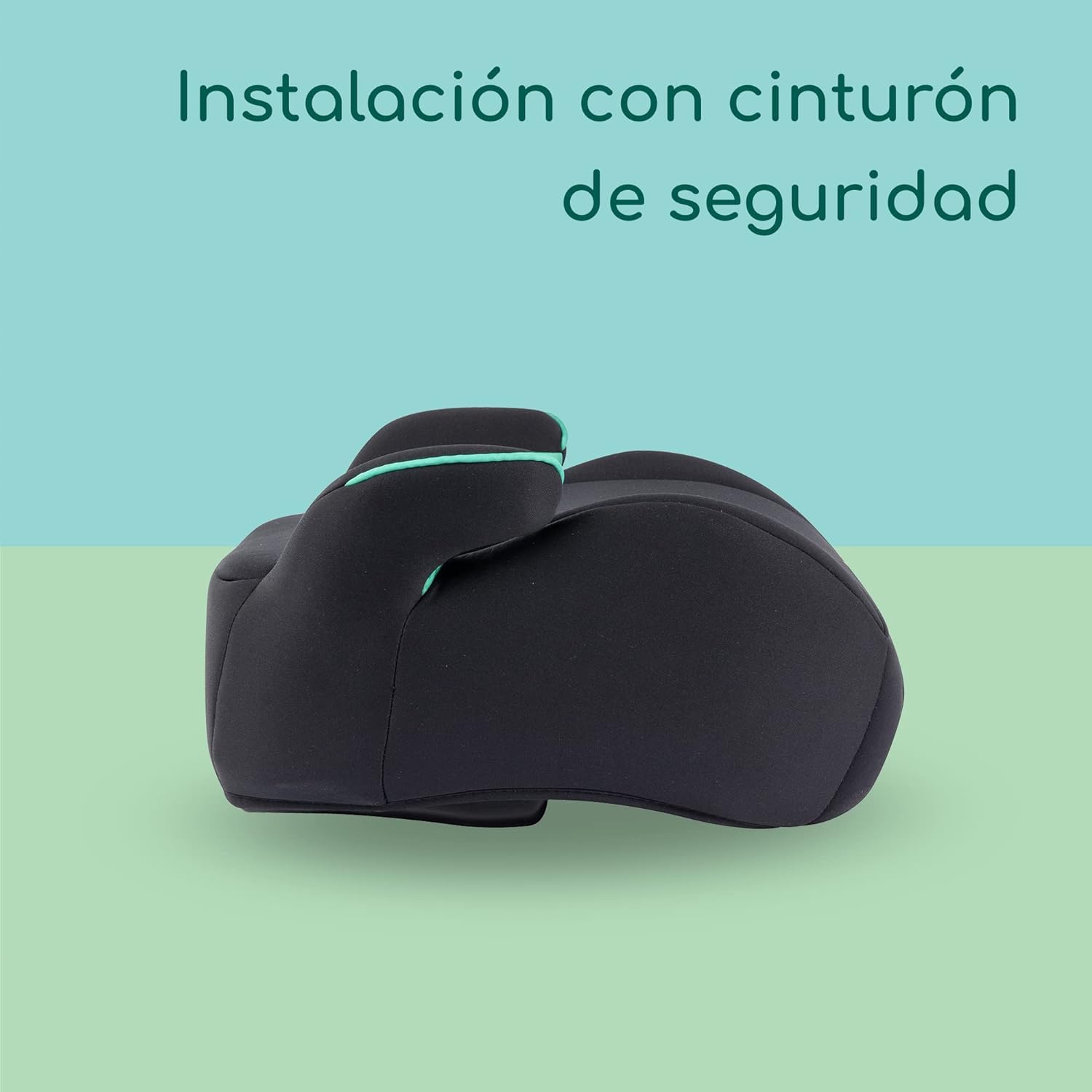 Bebeconfort Manga i-Safe, Asiento Elevador Coche, 6-12 Años, 125-150 cm; Silla Coche, Compacto y Ligero (<1 kg), Fácil Instalación con Cinturón, Acolchado, Tejidos Suaves, Full Black