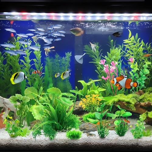 Image of QUOZUO Fish Tank Accessories Aquarium Decorations Green Plants, 11cs Small Goldfish Turtle Tank Decorations Artificial Plants, Aquarium Decor Plastic Grass Plant