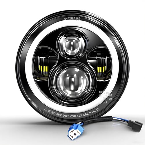 CO LIGHT 7 Zoll Scheinwerfer Motorrad 1PC Rund Zusatzscheinwerfer Motorrad Headlight mit DRL Hi-Lo Beam, E Geprüft, für R0a-d K-ing Ul-tra Clas-sic E-lectra Str-eet Gli-de Tri C-v0