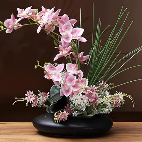 SYDDOL 17" Real Touch Orchid Flowers with Pot Cover