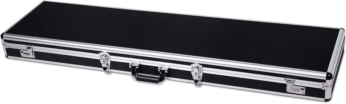 GOPLUS Estuche para Rifle, Estuche de Aluminio para Arma Larga, Estuche para Rifle con 2 Cerraduras de Combinación, Caja Impermeable Protectora, Transporte Práctico, 134 x 35 x 12CM