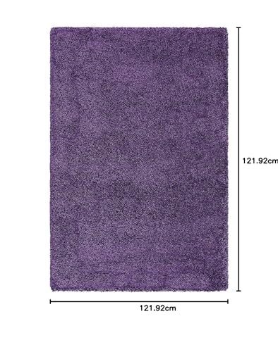 Image of Urban Modern Decor Featuring Soft Shaggy Carpet & Rug for Your Bedroom and Livingroom [Size-4x4 feet(Round) & Color-Purple].