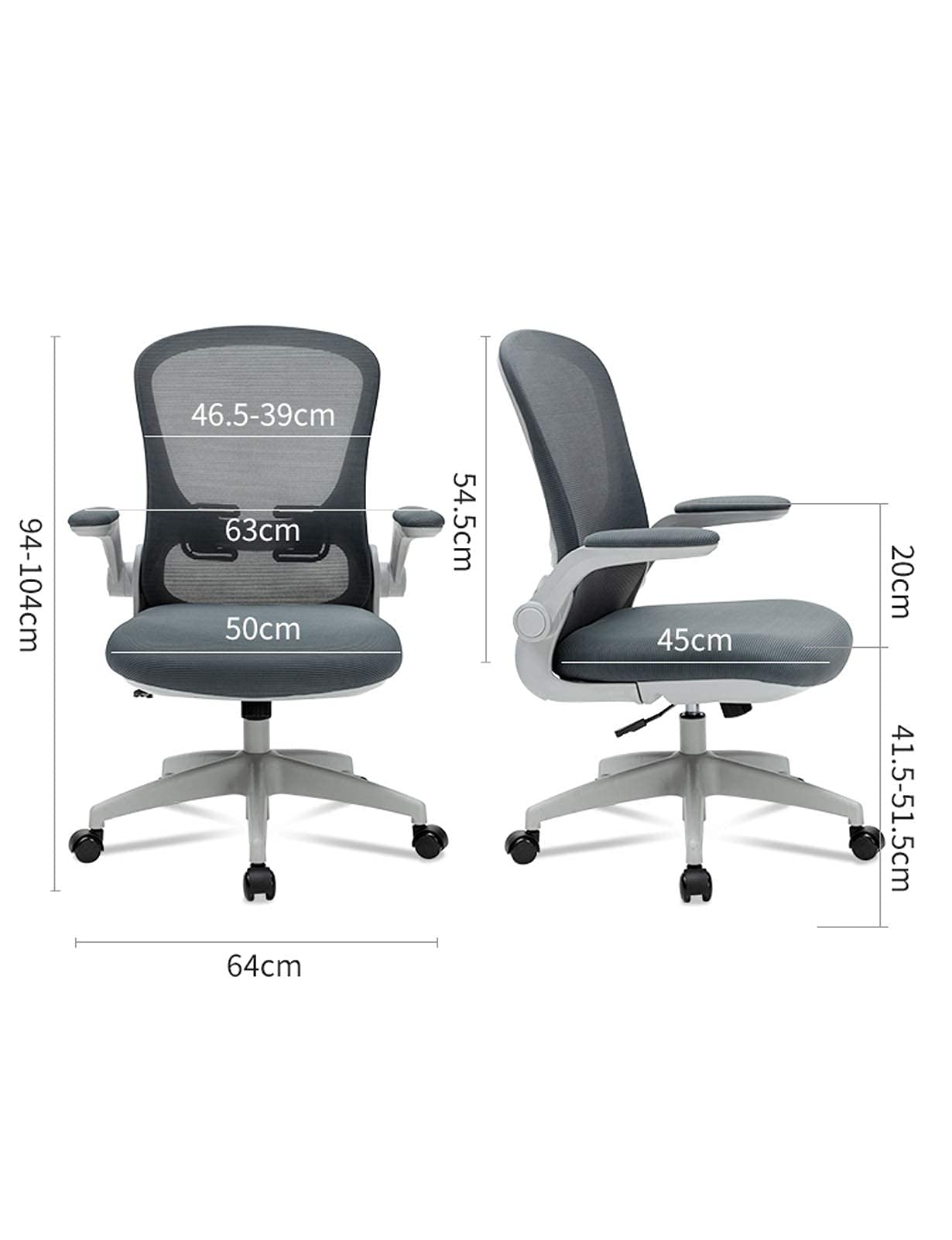 Ergonomiczne krzesło z siatki z przyjazną dla skóry siateczką, odchylane ramiona, idealne dla dziewcząt, kobiet, dorosłych, do biura lub gabinetu
