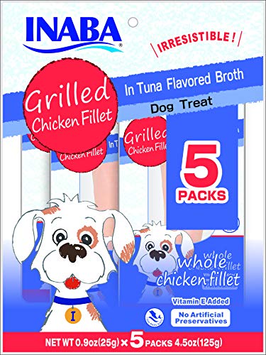 INABA Ciao Grilled Fillet Dog Treats (Chicken in Tuna Broth, 5 Pack)