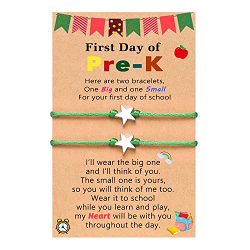 UPROMI First Day of Pre K/Kindergarten/1st Grade/2nd Grade/3rd Grade/4th Grade/5th Grade/6th Grade Gift, Back to School Bracelet Mommy and Me