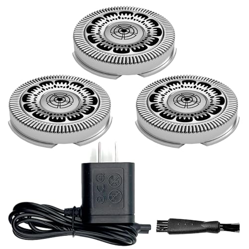 SH90 Replacement Heads Compatible with Philips Norelco 9000 Replacement Heads Series 9000(S9xxx) 8000(S8xxx) Electric Razor Shaver, Upgrade SH90 Blades for Philips Shaver 9000, 3 Pcs & Charger