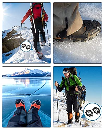 Crampons Upgraded 19 Spikes Ice Snow Grips Traction Cleats System Safe Protect For Walking, Jogging, Or Hiking On Snow And Ice (Fit S/M/L/Xl/Xxl Shoes/Boots) #TOP3