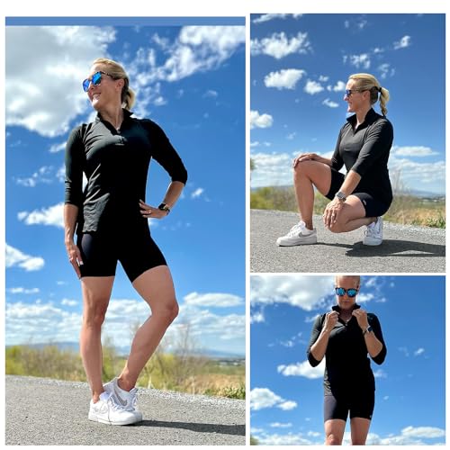 Soneven Womens 3/4 Sleeve Shirt UPF 50+ Moisture Wicking Golf Polo Shirt for Casual Work2