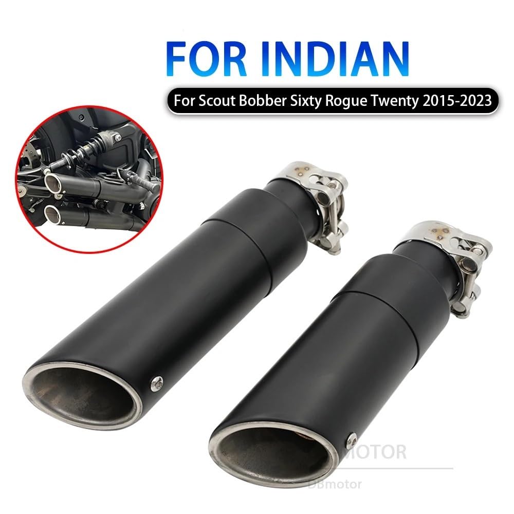 Cubre escape moto Ajuste para Indian Scout Bobber 60 Rogue 20th 2015-2023, silenciador corto, tubo, sección de punta trasera, sistema de escape(Chrome)