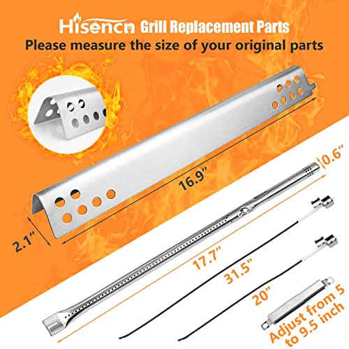 Image of Hisencn Replacement Parts for Charbroil Performance 4 Burner Grill, 463347017, 463335517, 463347418, 463342119, 463376017, 463342118, G470-5200-W1 Burner, G470-0004-W1A Heat Plates and Cooking Grates