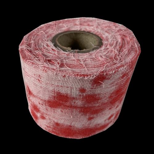 1 rollo de 11 yardas de venda sangrienta de gasa de Halloween, tela espeluznante, cinta de vendas sangrientas, decoración para fiesta miniatura 5