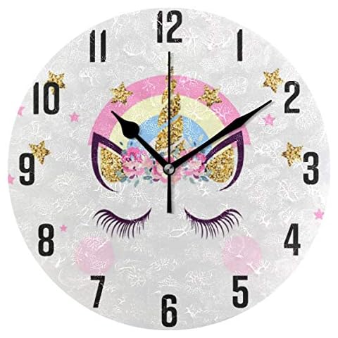 Reloj de pared FULUHUAPIN unicornio rosa Cover