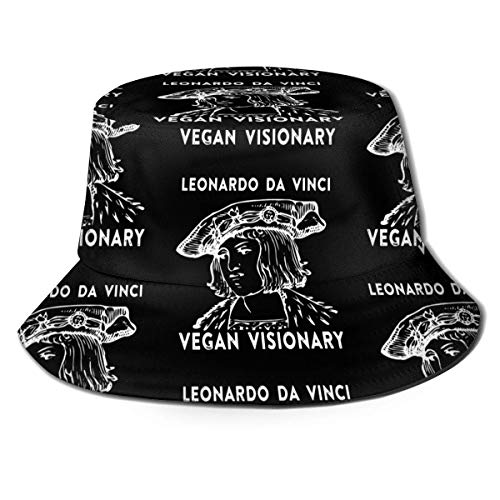 Preisvergleich Produktbild ENZOOIHUI Eonardo Da Vinci Veganer und vegetarischer visionärer Eimerhut Unisex Sonnenhut Gedruckter Fisherman Packable Travel Hat