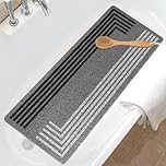 Extra Long Shower Mat Non Slip Anti Mould 40x100cm Loofah Bath Tub Mat Soft Texured Bathroom Safety Floor Mat for Inside Shower with Drain Quick Drying Foot Massage Scrubber for Elderly