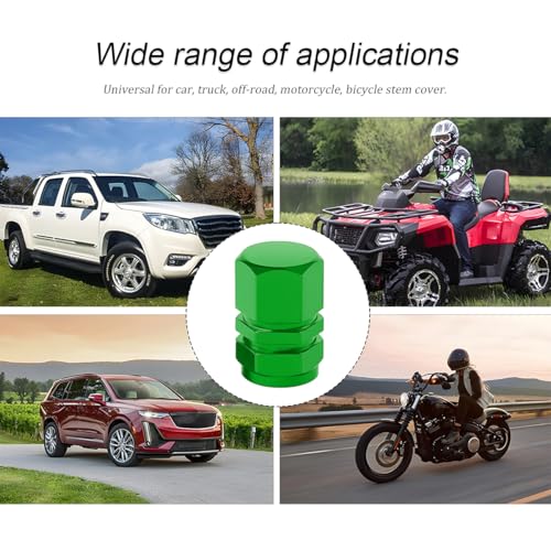 Image of Osilly Car Tire Stem Valve Caps, 8 PCS Aluminum Alloy Valve Stem Covers, Leak-Proof Tire Cap Cover Accessories, Hexgon Style Wheel Air Valve Caps for SUV Car Bike (Green)