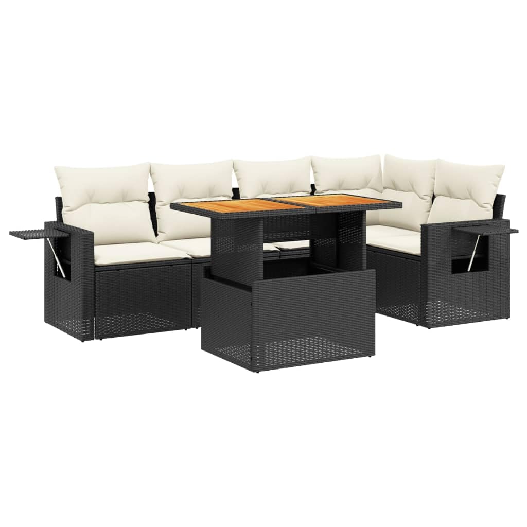 Makastle Salon de Jardin Modulable 6 pcs Noir Résine Tressée