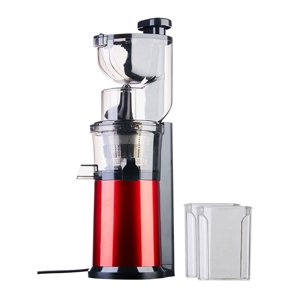MIIKHI Wide Chute Slow Masticating Juicer Extractor Cold Press Juicer Machine Vertical Juicer with Quiet Motor & Reverse Function BPA-Free Easy Cleaning for High Nutrient Fruit & Vegetabl, Red