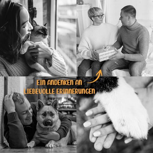 INDIGOS UG - LED Lampe personalisiert - Gedenktafel - hoch, Bild groß - Haustier, Hund, Katze - Wunschbild, Wunschtext - personalisierte Lampe - Geschenk, Familie - optionale Lampe warmweiß