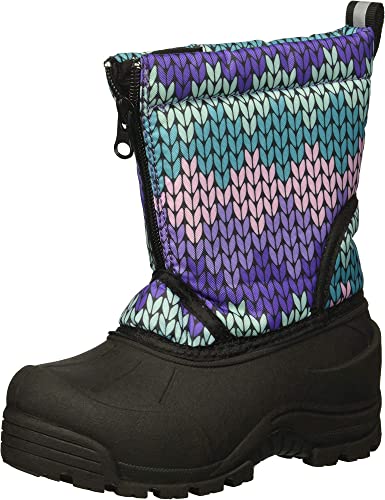 Northside Icicle Insulated Snow Boots for Girls and Boys - Toddler and Little Kid - with Washable EVA Insole, Shock Absorbing Outsole with Good Traction and a Front Zipper - Purple/Turquoise, 5 Big Kid (8-12 Years)