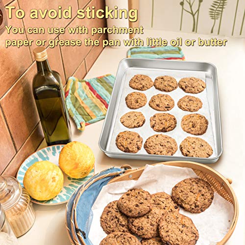 P&P Chef Baking Cookie Sheet Set Of 2, Stainless Steel Baking Sheets Pan Oven Tray, Rectangle 16”X12”X1”, Non Toxic & Durable Use, Mirror Finished & Easy Clean #TOP6