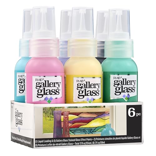 Gallery Glass Pastel Stained Glass Paint Kit, 6 Piece Set Perfect for DIY Arts and Crafts Projects, 20053