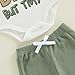 GINEVSAL Baby Boy Summer Outfit Just Like Dad But Tiny Letter Print Crew Neck Short Sleeve Romper Pants and Cap 3 Pcs Set (Green, 0-3 Months)